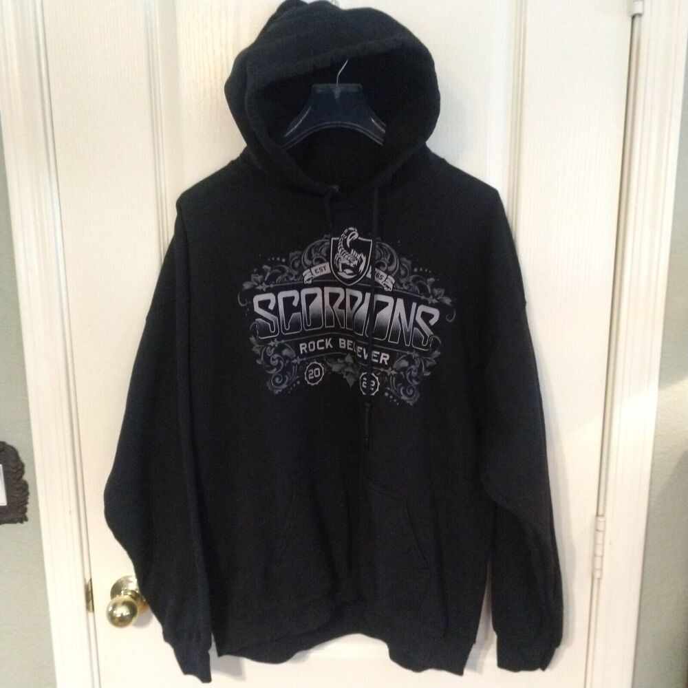 Scorpions Rock Believer Ornaments Pullover Hoodie Jacket Black Men's Size XL